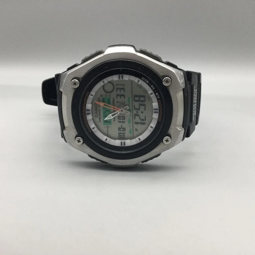 Casio 5056 AQW-101 Mens Watch 45mm Gray Ana-Digi Thermosensor 200M New Battery